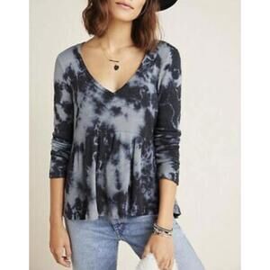 T.La by Anthropologie Tie Dye Long Sleeve Peplum Top - Size - Medium
